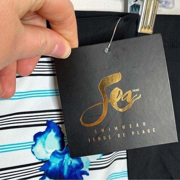 SEA Swimwear High Waist Bikini Bottom Floral Stripe Full Coverage Controlling - Picture 7 of 8